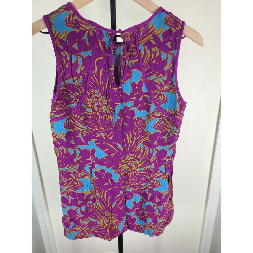 Cabi Purple Floral Sleeveless Rayon Blouse Top Style 243 Women Medium - Picture 2 of 8